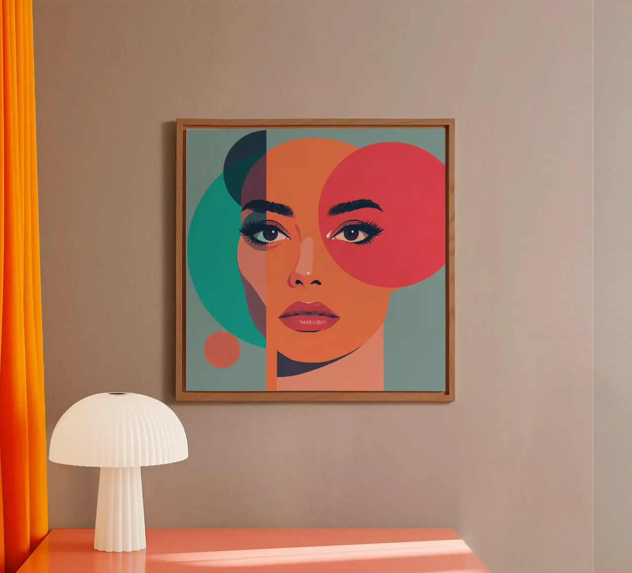 Volto di donna con forme geometriche alluminio dibond da DesignDoodle