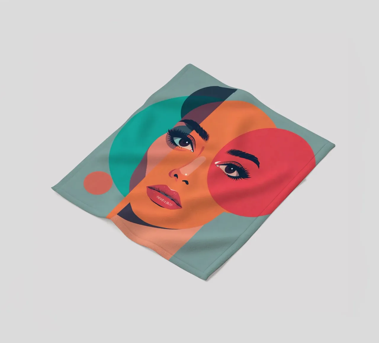 Volto di donna con forme geometriche coperta in pile da DesignDoodle