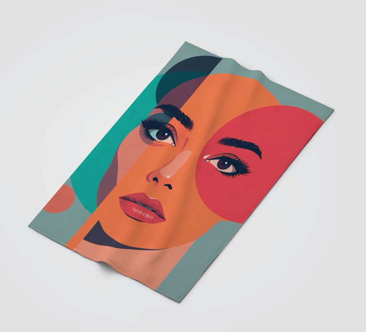 Volto di donna con forme geometriche coperta in pile da DesignDoodle