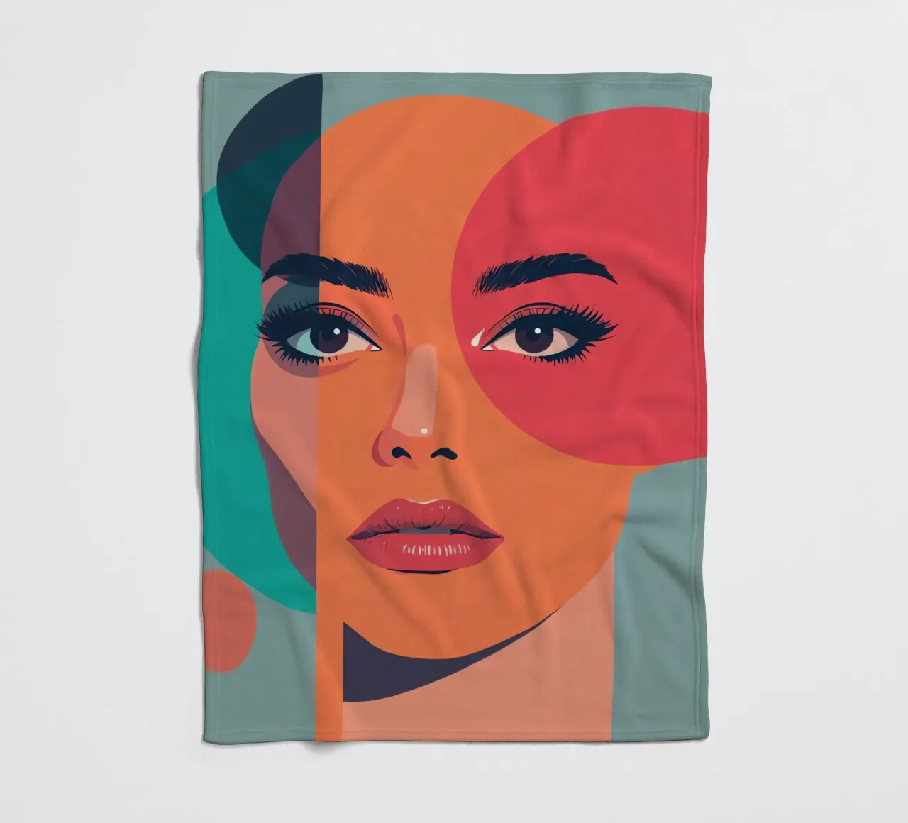 Volto di donna con forme geometriche coperta in pile da DesignDoodle