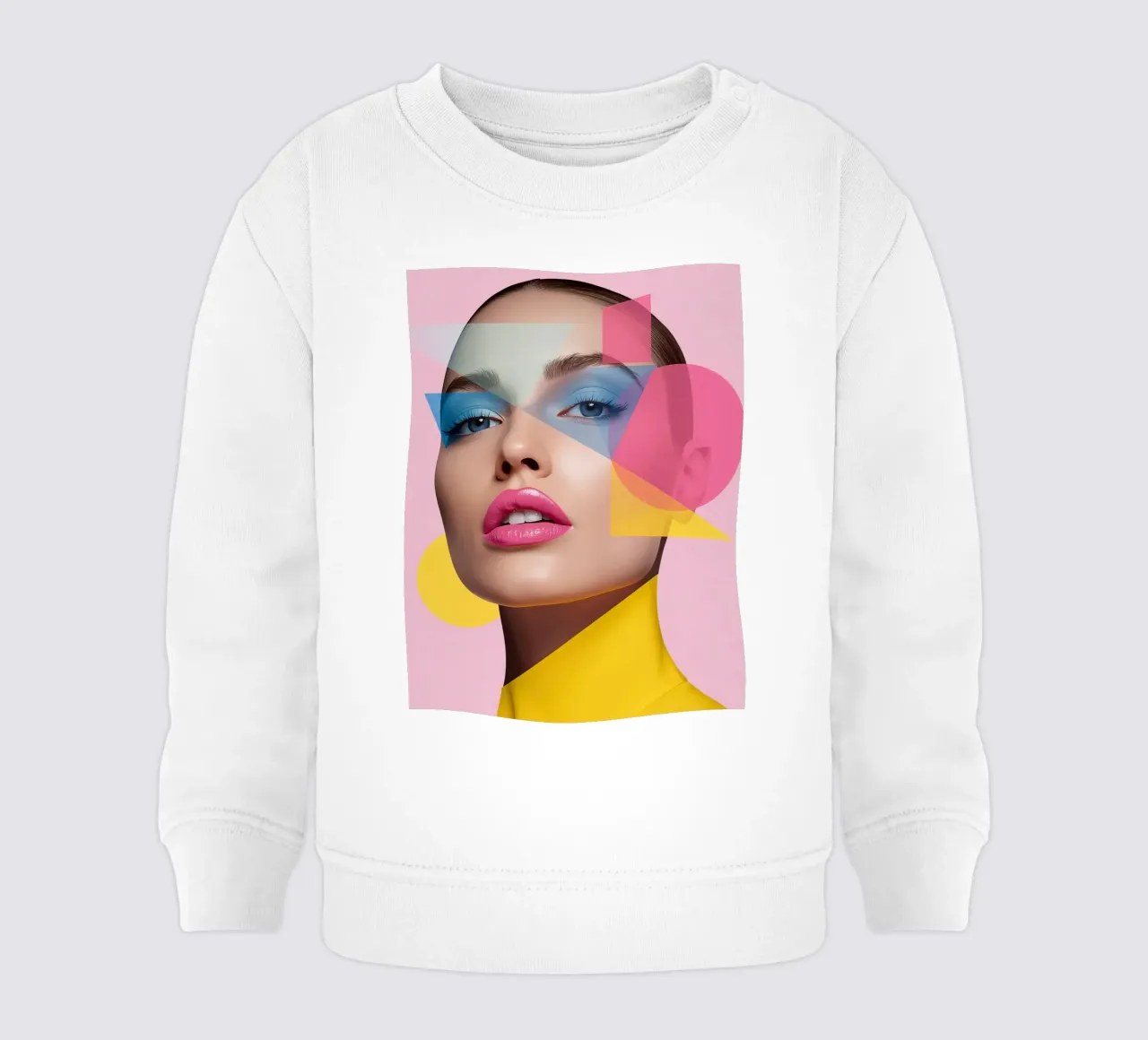 Volto di donna con forme geometriche colorate sfondo rosa felpa neonato da DesignDoodle