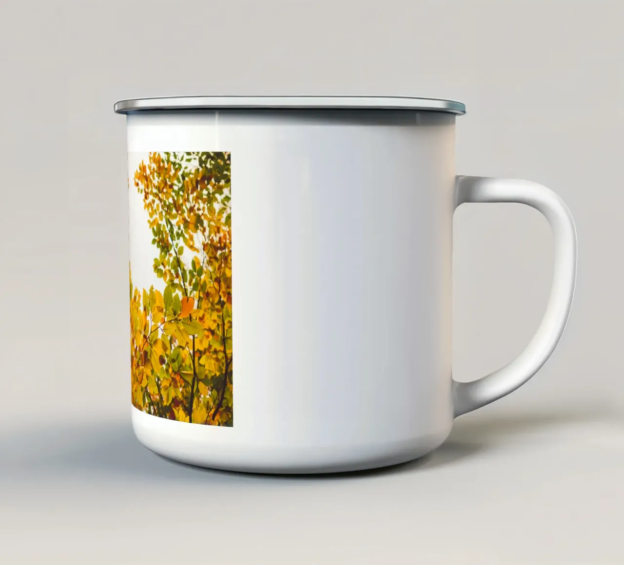 Autunno dorato - baldacchino di foglie colorate tazza in smalto da Natur Wandbild — Orte für die Seele