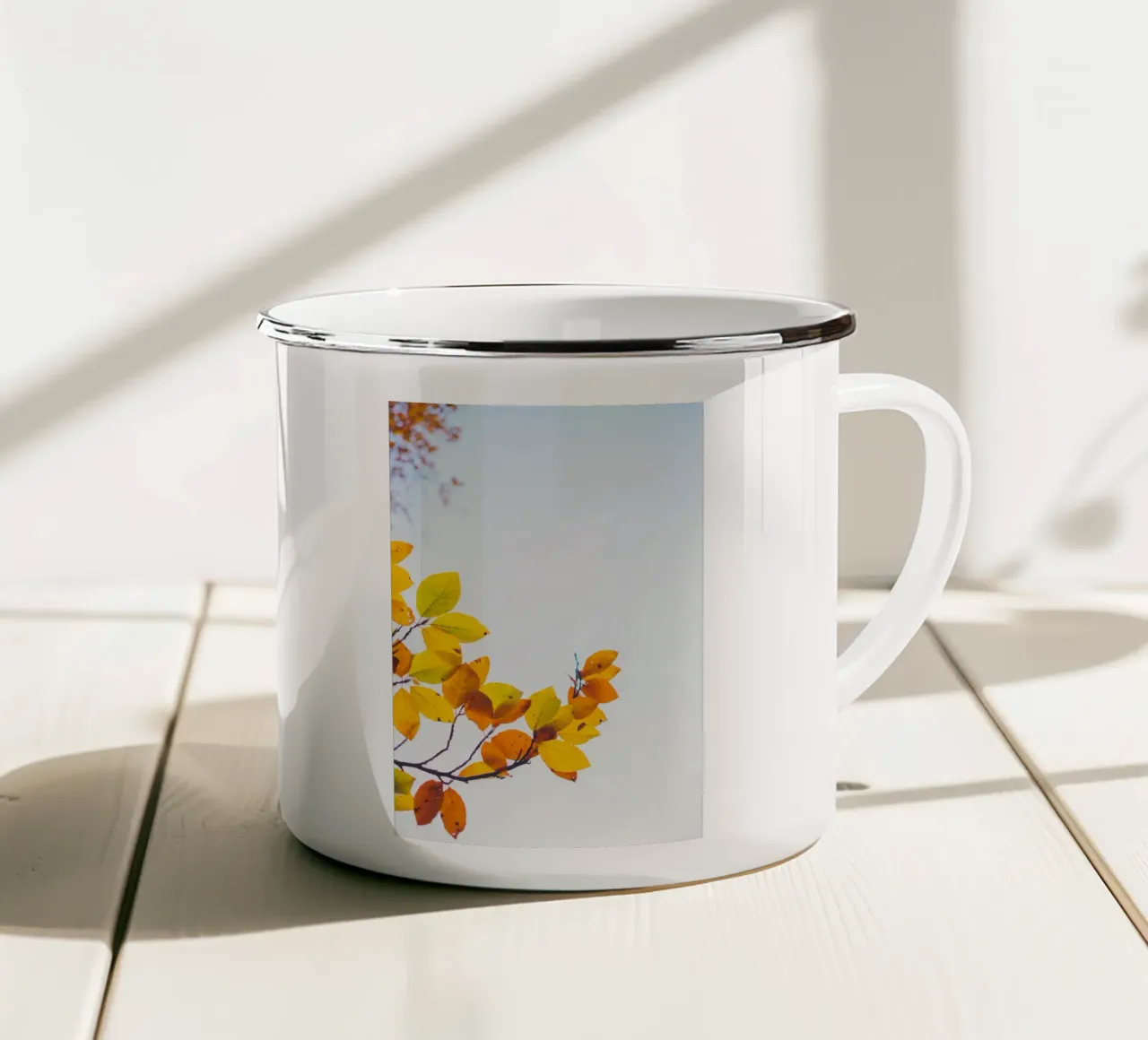 Autunno dorato - il colore cresce verso l'alto tazza in smalto da Natur Wandbild — Orte für die Seele
