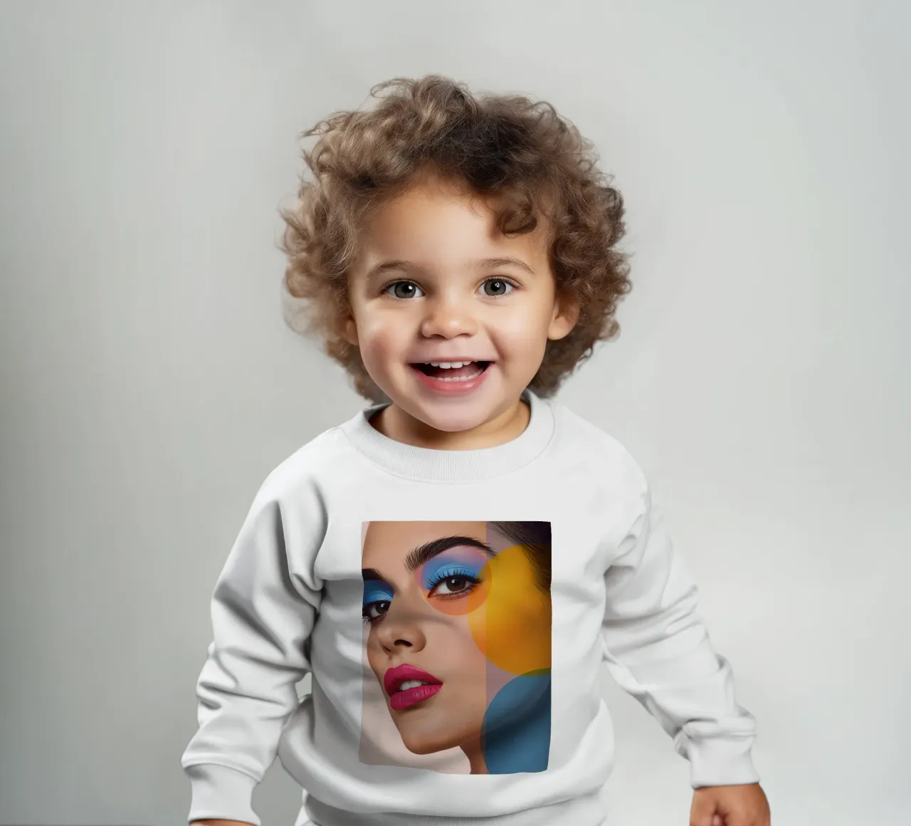 Volto di donna con trucco colorato e sovrapposizioni geometriche felpa neonato da DesignDoodle