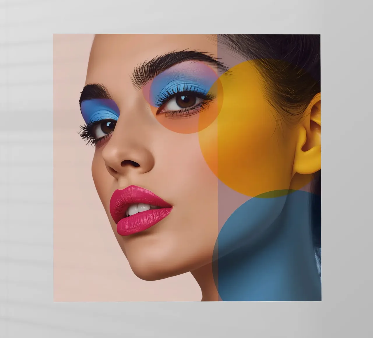 Volto di donna con trucco colorato e sovrapposizioni geometriche pellicola backlit da DesignDoodle