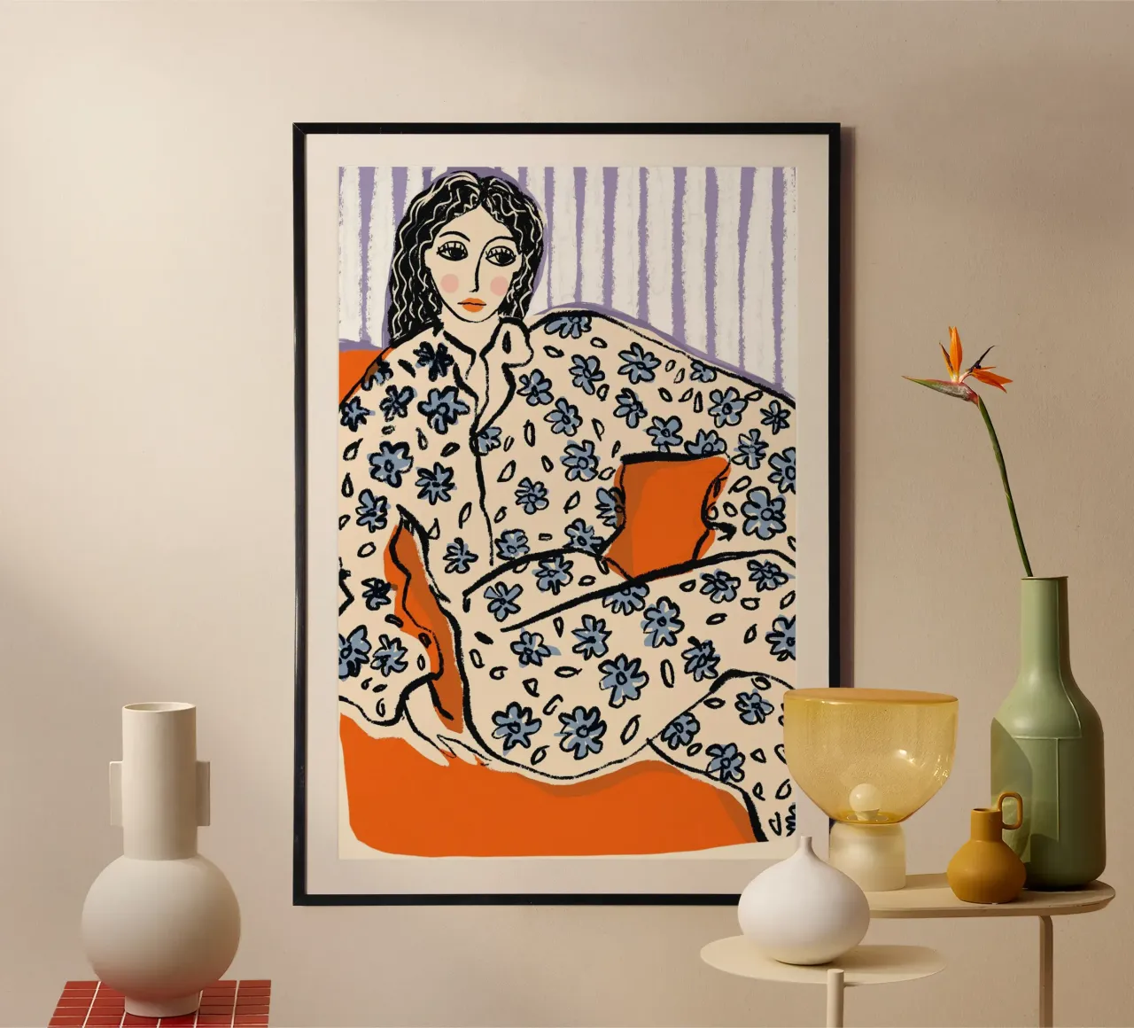 Sunday Stillness poster con telaio in alluminio da treechild