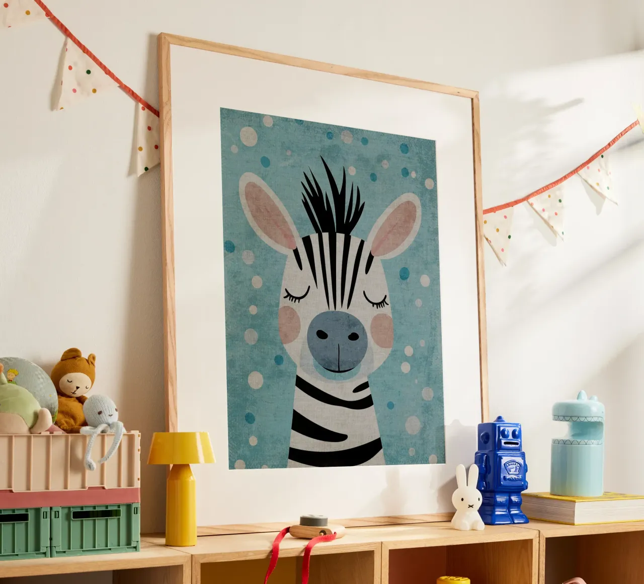 animale zebra poster con telaio in alluminio da Courtney Ohling