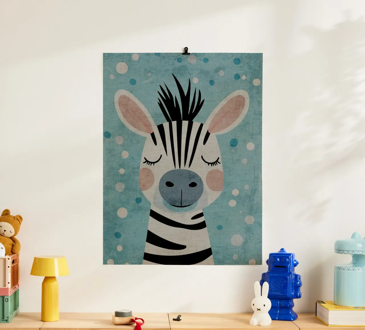 animale zebra poster con telaio in alluminio da Courtney Ohling