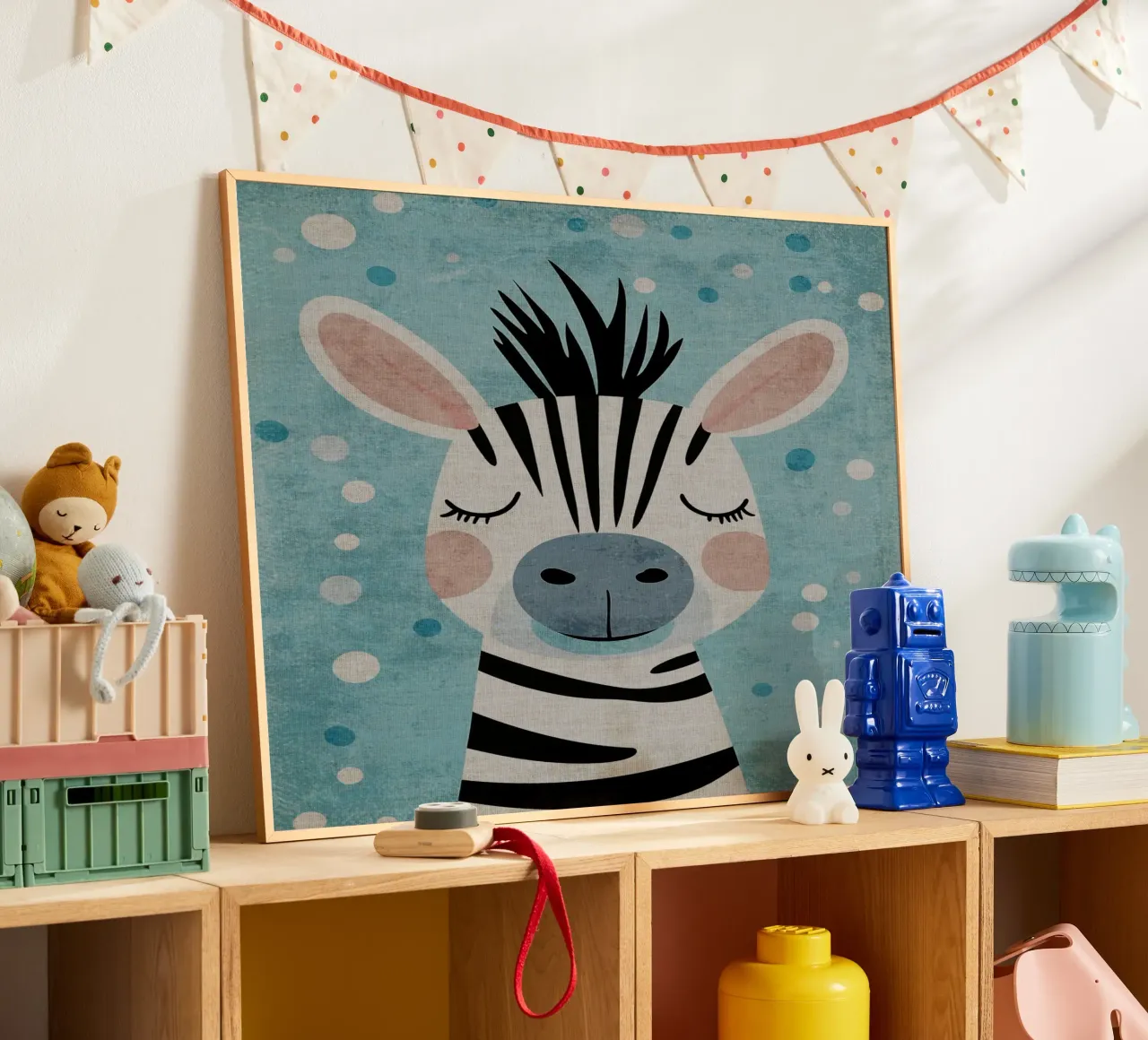 animale zebra poster con telaio in alluminio da Courtney Ohling