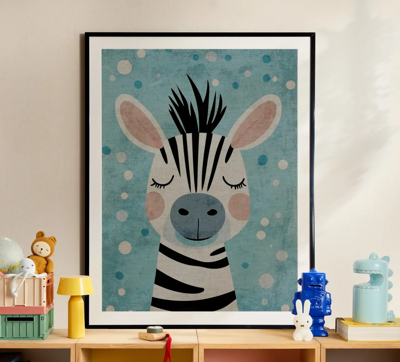 animale zebra poster con telaio in alluminio da Courtney Ohling