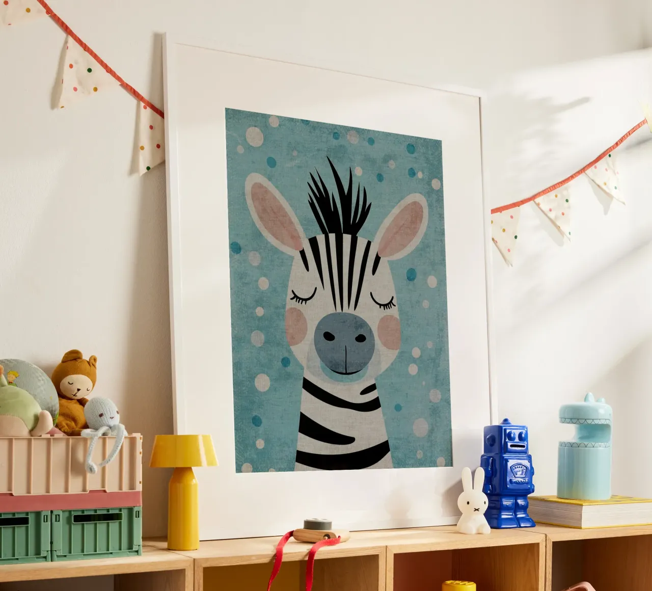 animale zebra poster con telaio in alluminio da Courtney Ohling