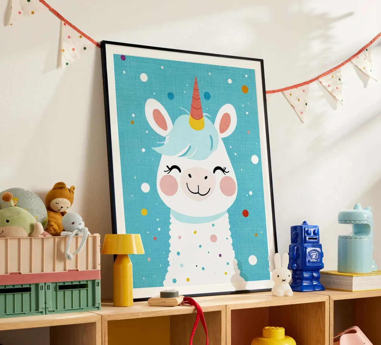 corno di unicorno arcobaleno poster con telaio in plastica da Courtney Ohling