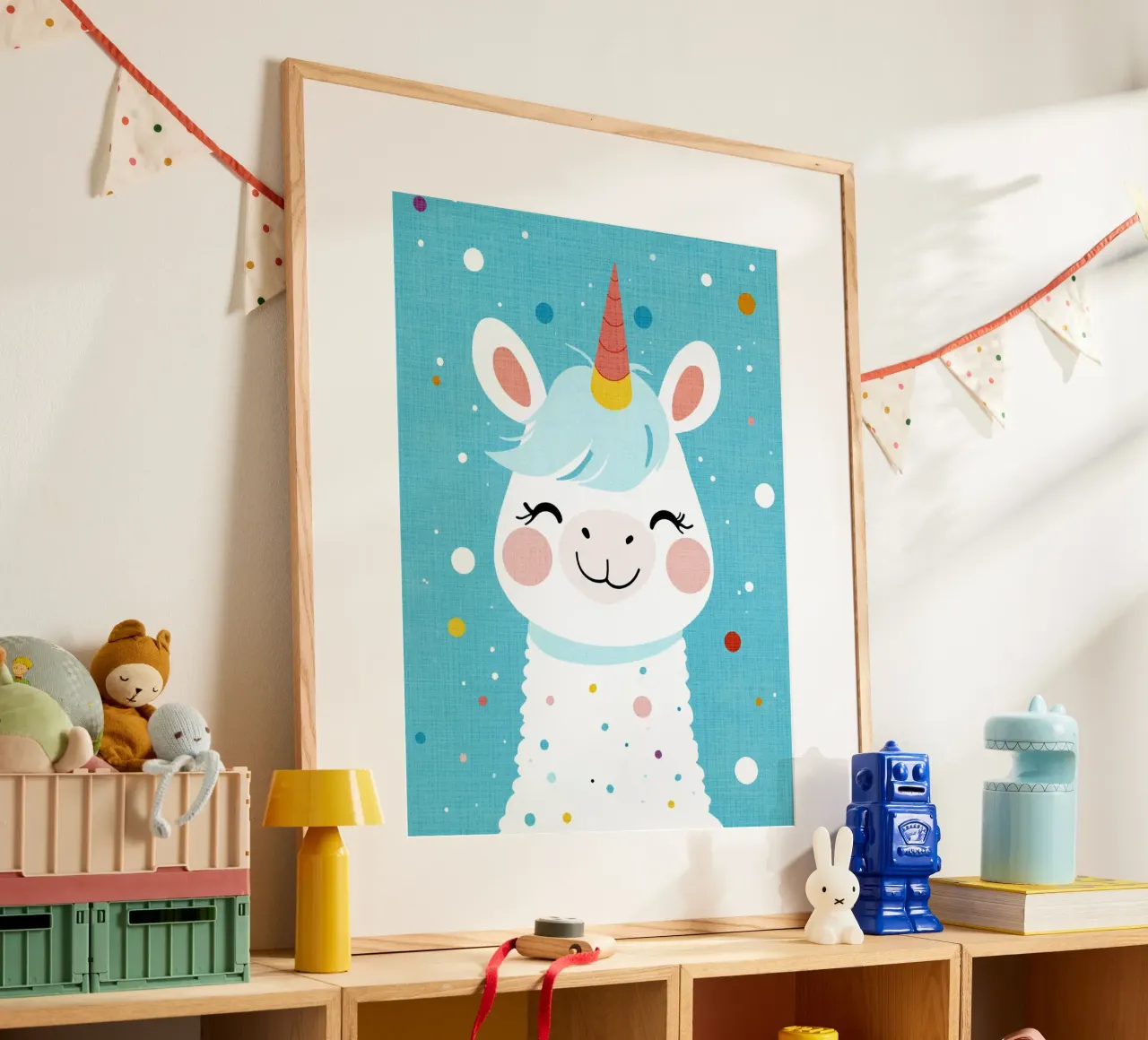 corno di unicorno arcobaleno poster con telaio in plastica da Courtney Ohling
