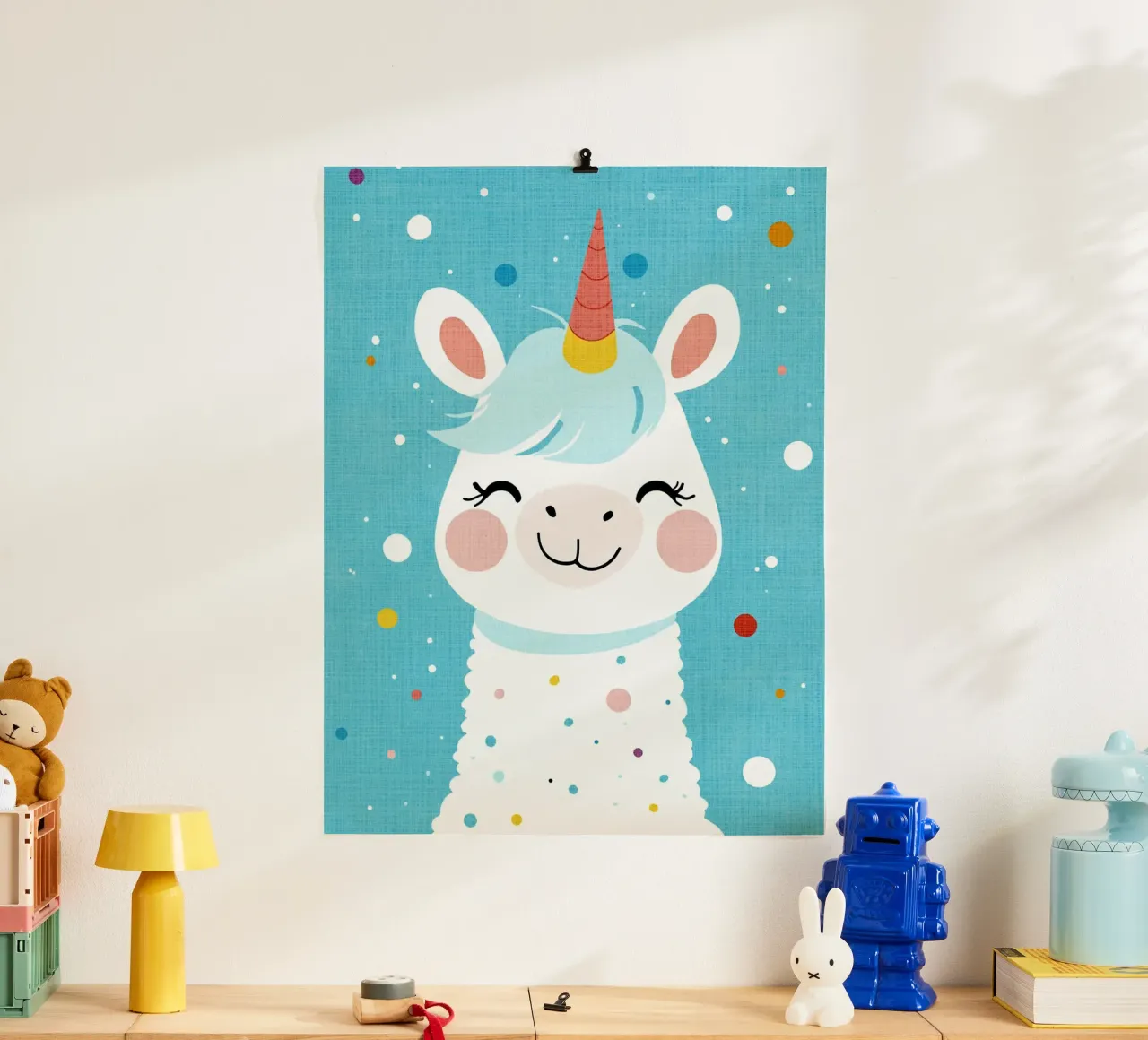 corno di unicorno arcobaleno poster con telaio in plastica da Courtney Ohling
