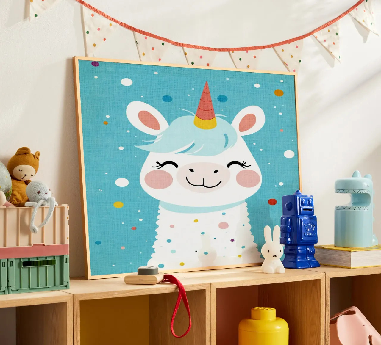 corno di unicorno arcobaleno poster con telaio in plastica da Courtney Ohling