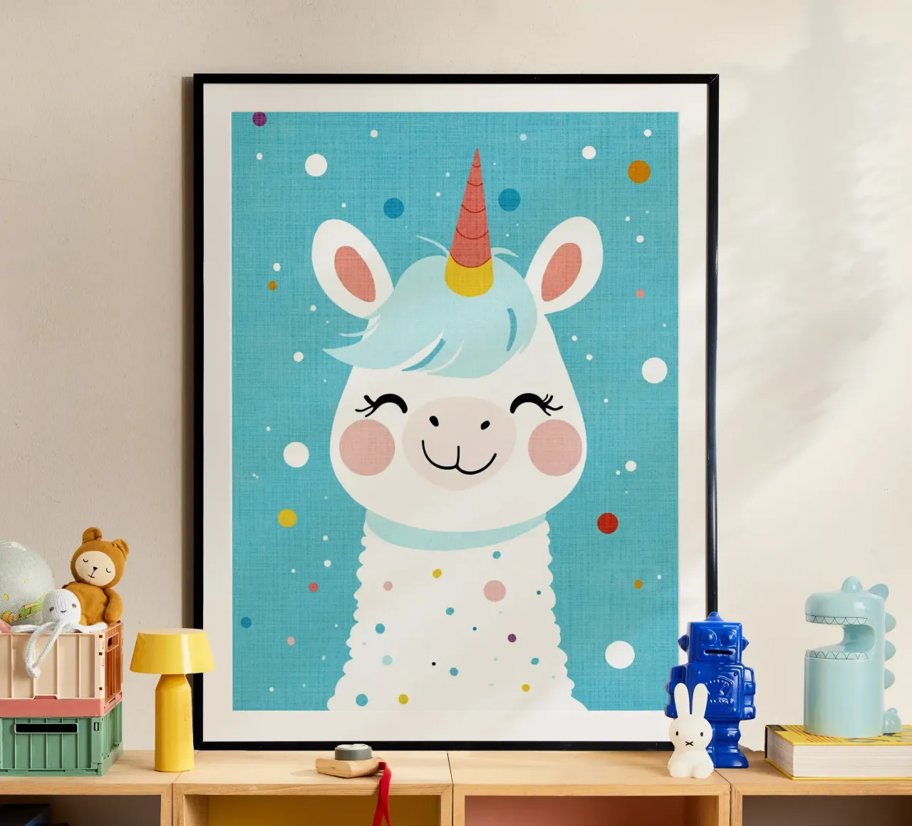 corno di unicorno arcobaleno poster con telaio in plastica da Courtney Ohling