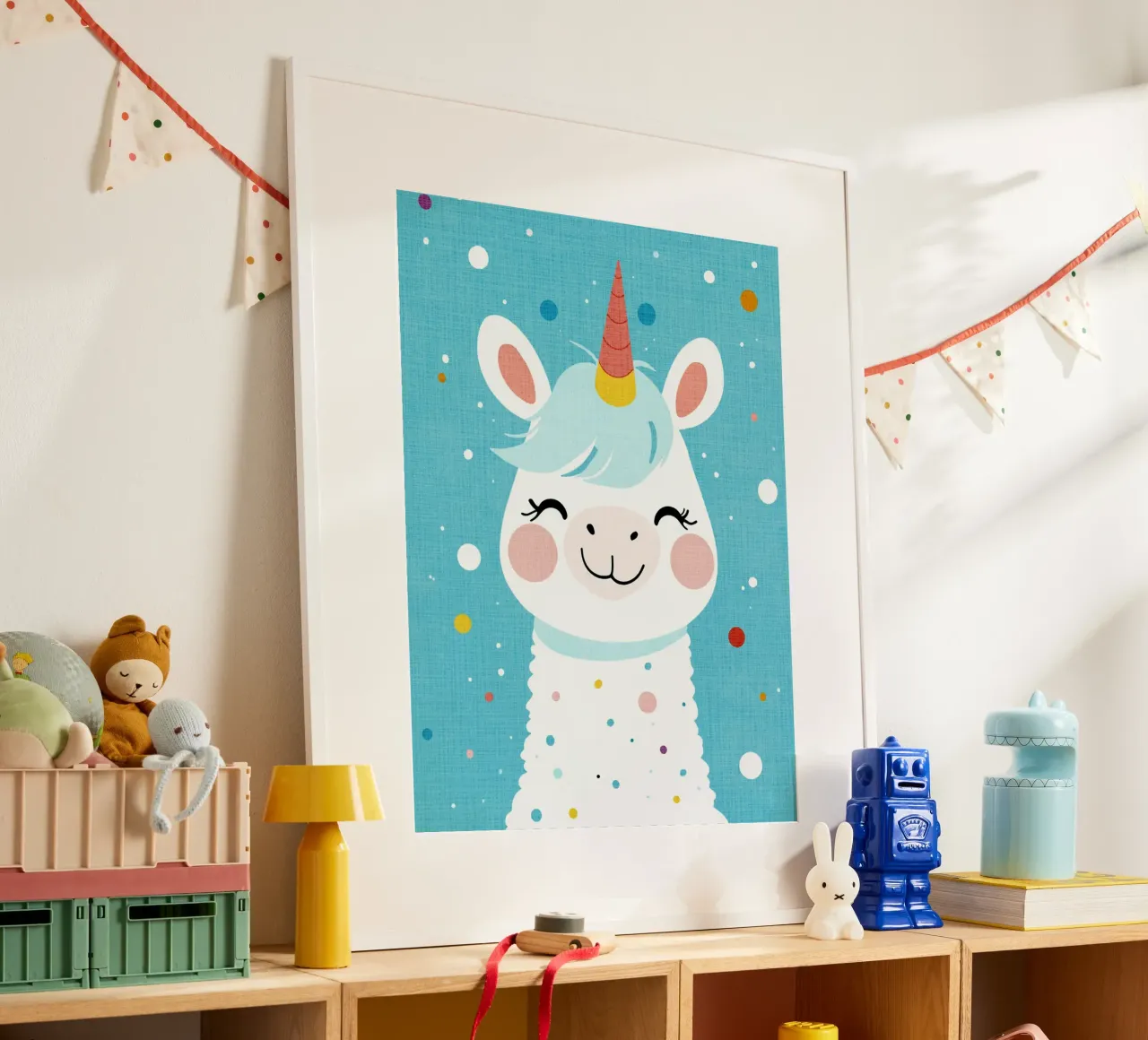 corno di unicorno arcobaleno poster con telaio in plastica da Courtney Ohling