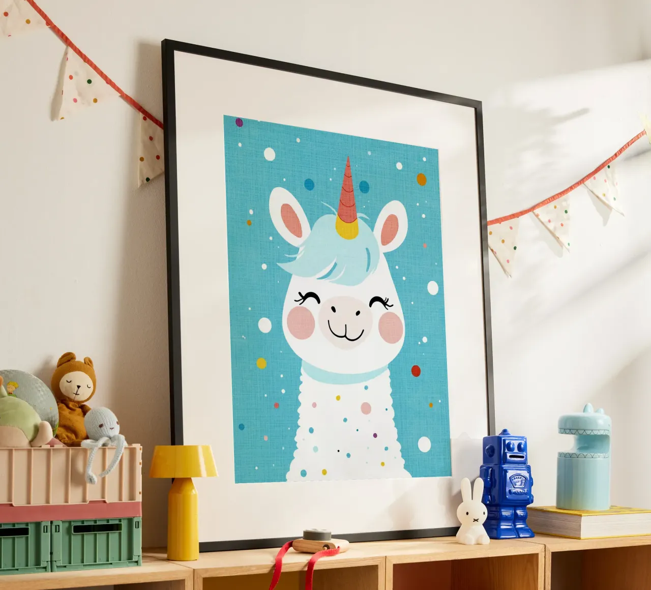 corno di unicorno arcobaleno poster con telaio in plastica da Courtney Ohling