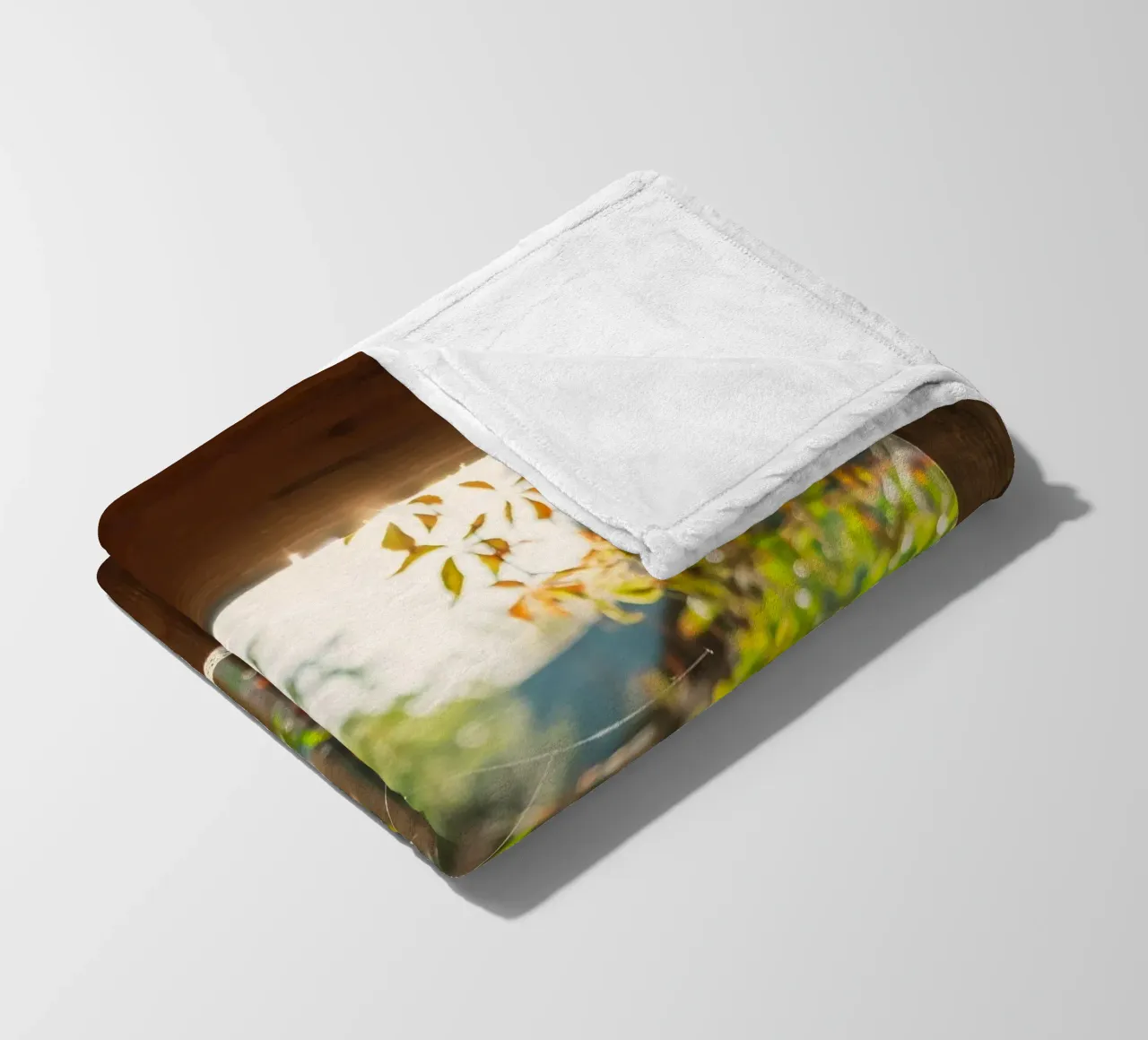 Vue sur l'automne doré à travers une toile d'araignée plaid polaire de Natur Wandbild — Orte für die Seele