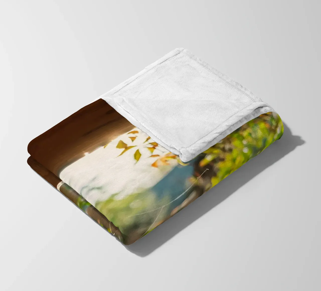 Vue sur l'automne doré à travers une toile d'araignée plaid polaire de Natur Wandbild — Orte für die Seele