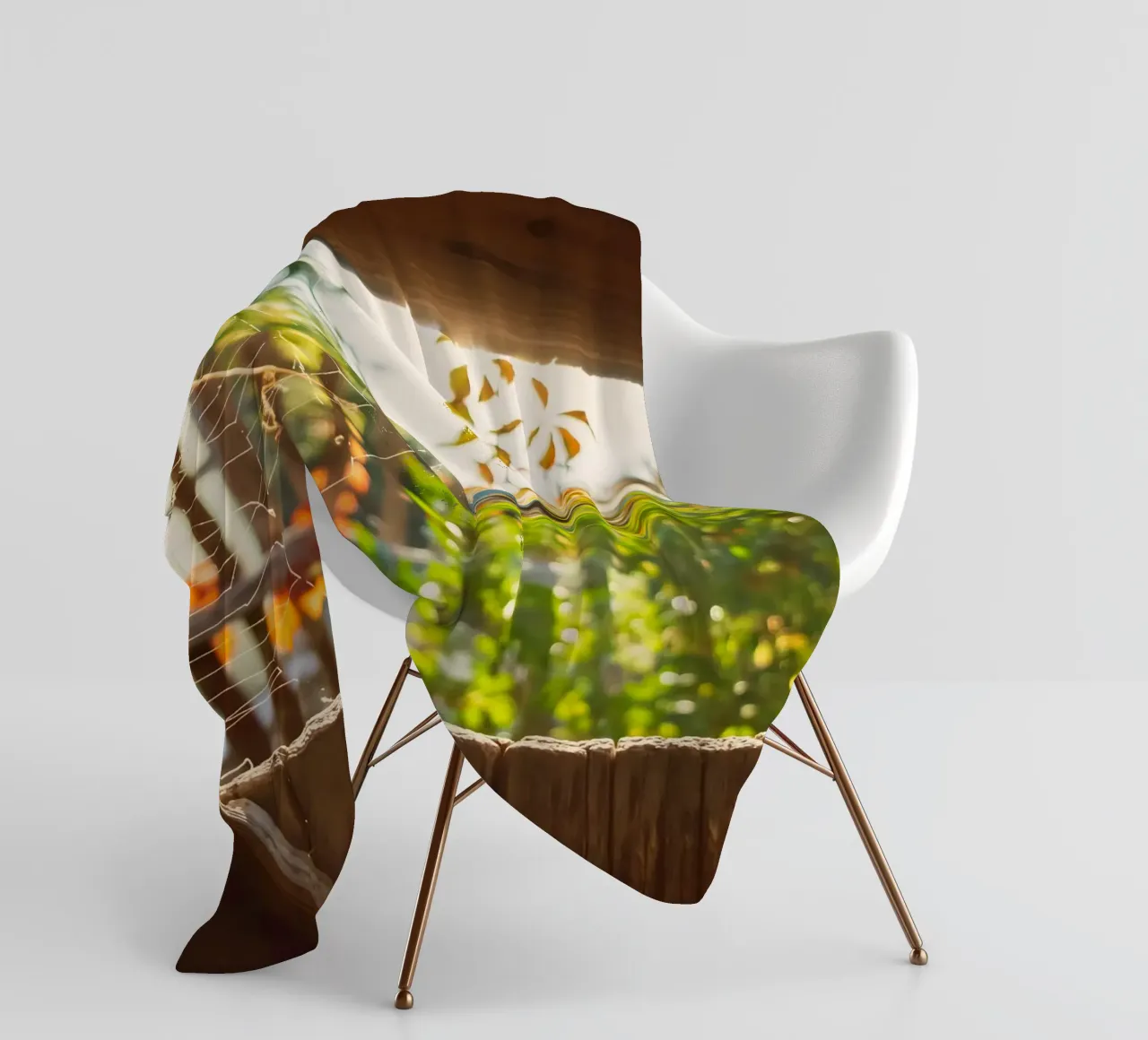 Vue sur l'automne doré à travers une toile d'araignée plaid polaire de Natur Wandbild — Orte für die Seele