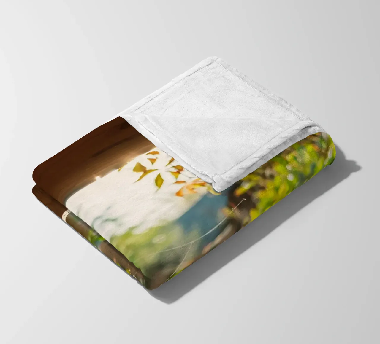 Vue sur l'automne doré à travers une toile d'araignée plaid polaire de Natur Wandbild — Orte für die Seele