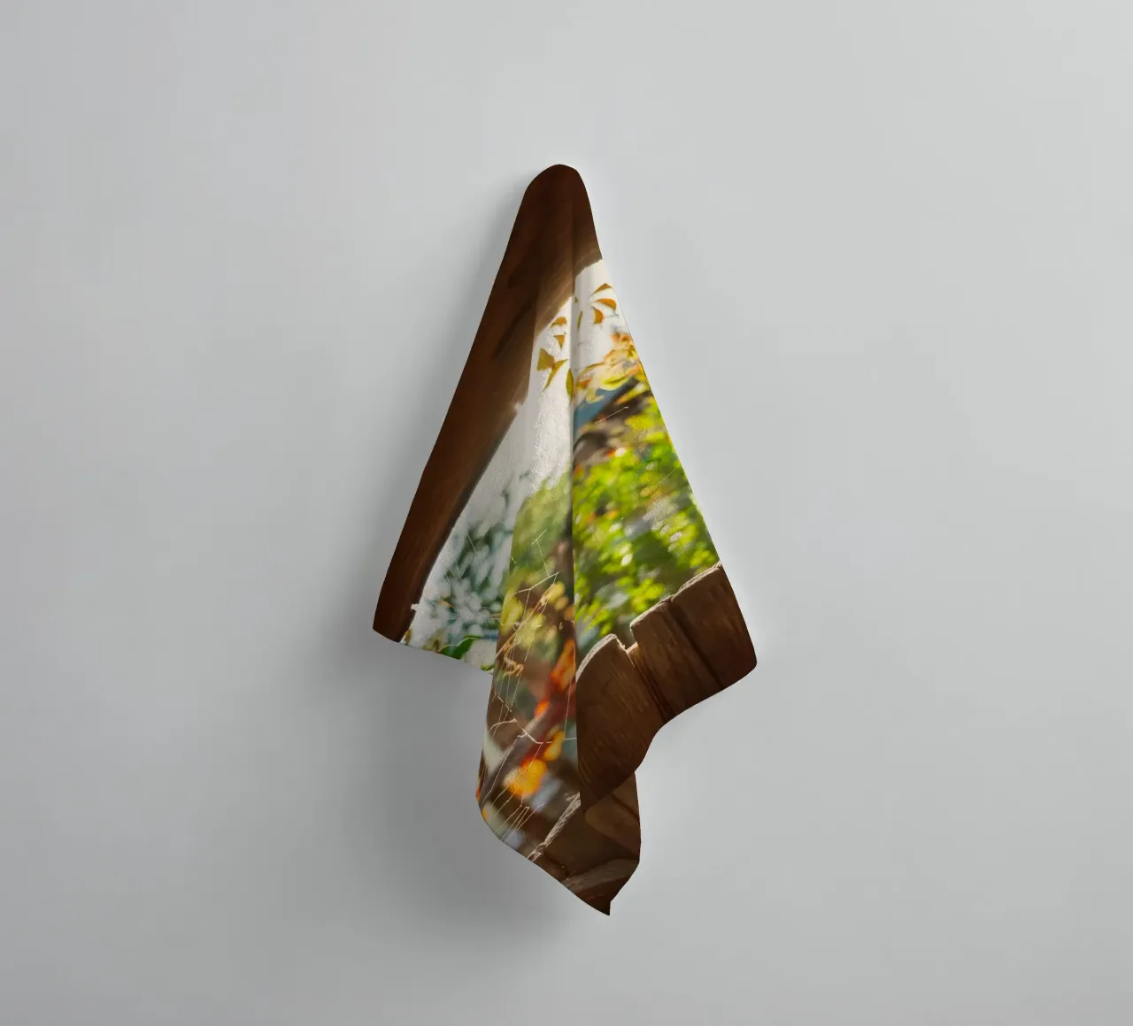 View through the spider's web into the golden autumn towel by Natur Wandbild — Orte für die Seele