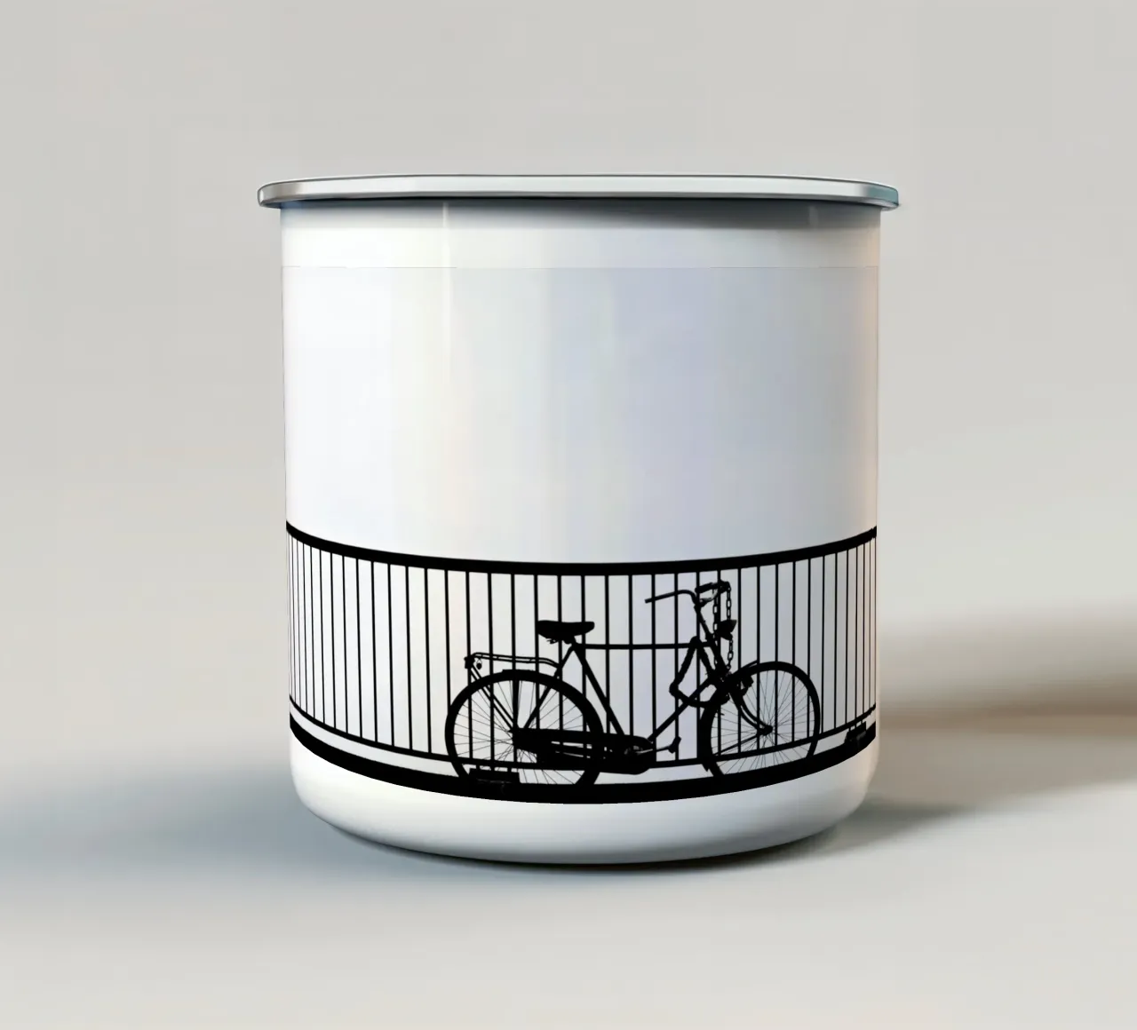 Bicicletta sul ponte tazza in smalto da anderm