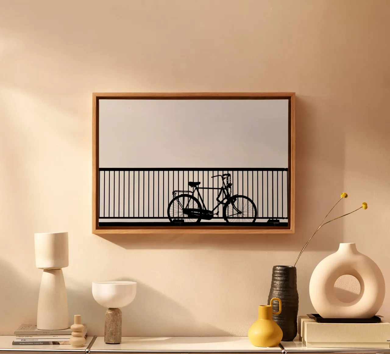 Bycicle on the bridge canvas with Floater frame by anderm