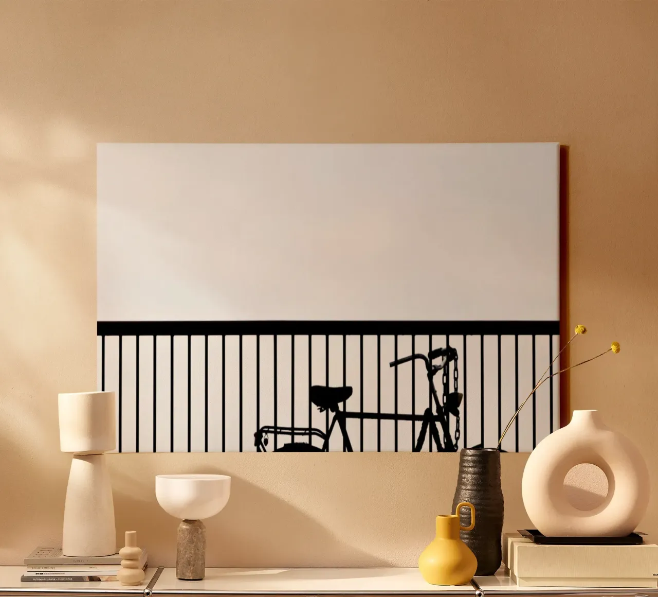 Bycicle on the bridge canvas with Floater frame by anderm