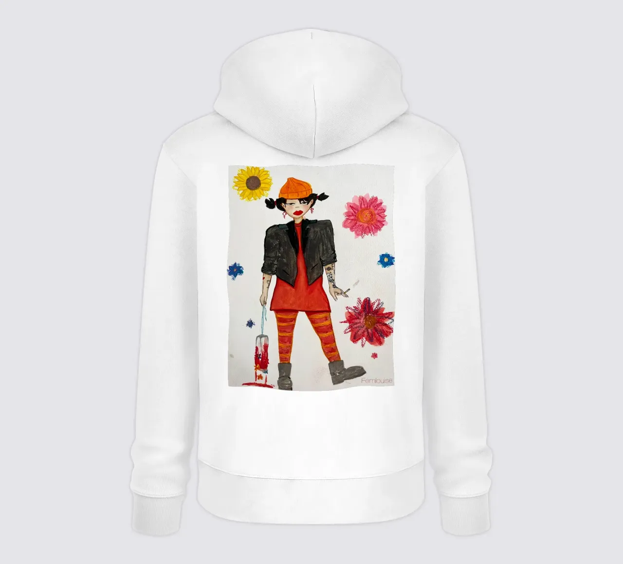 All grown up - Spinelli felpa con cappuccio da Femlouise.illustrations