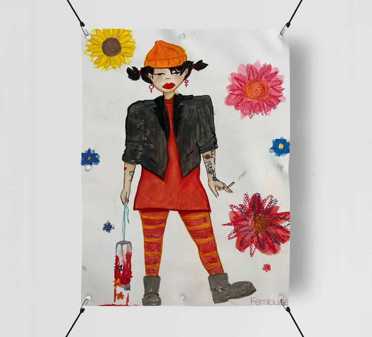 All grown up - Spinelli telo in pvc da Femlouise.illustrations