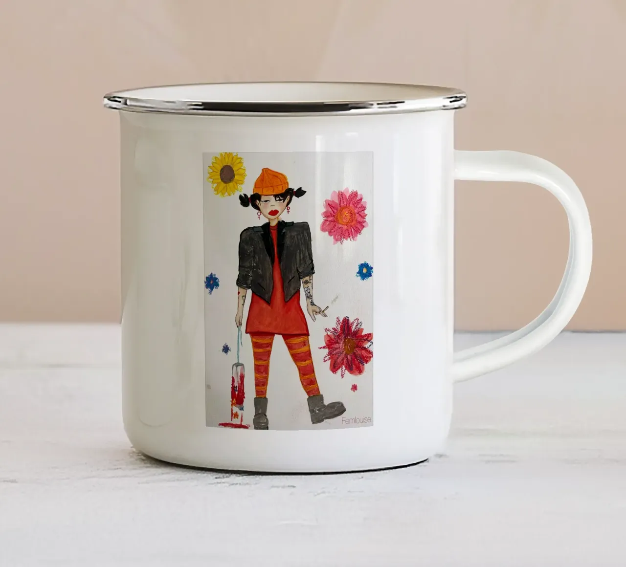 All grown up - Spinelli tazza in smalto da Femlouise.illustrations