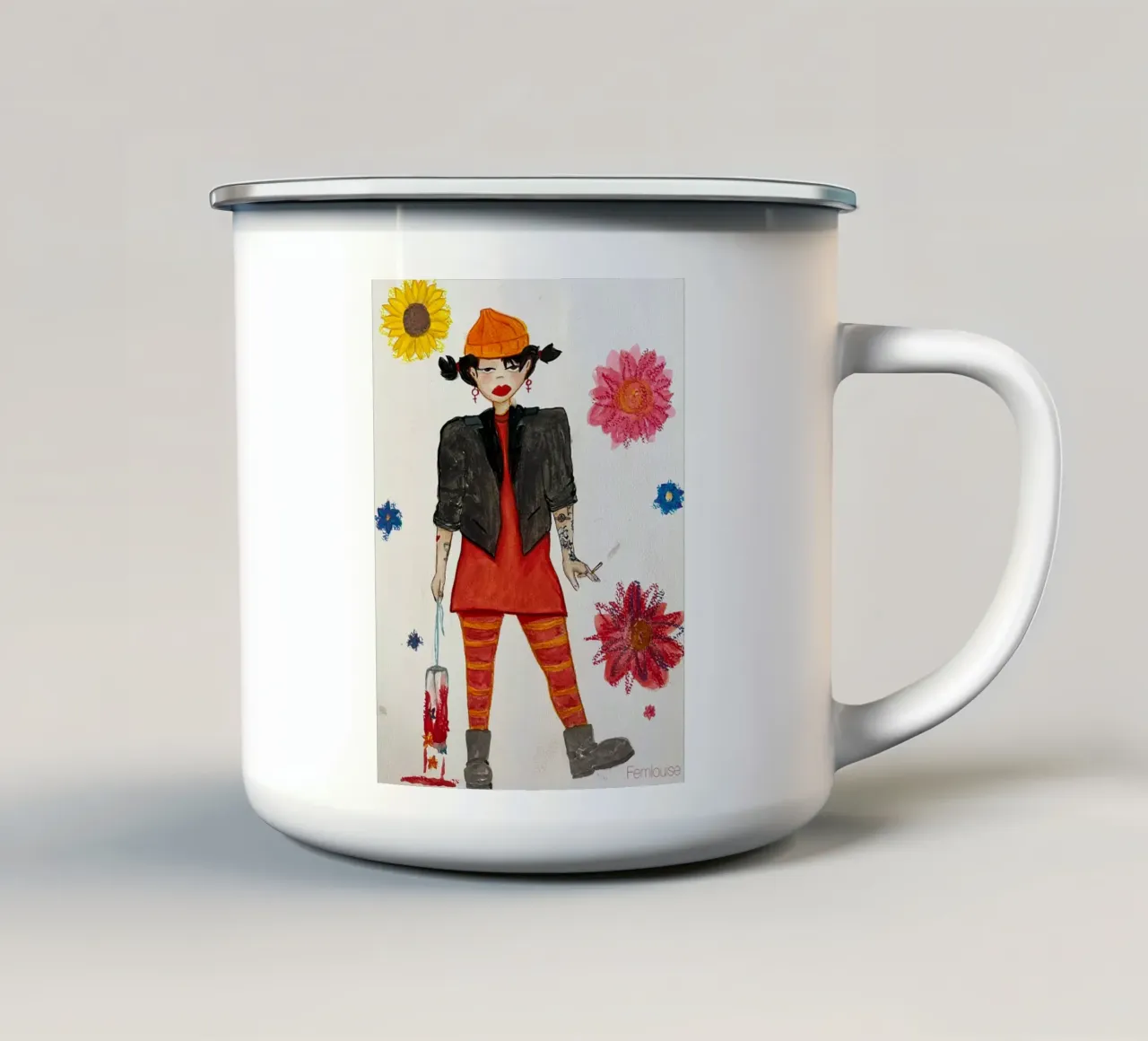 All grown up - Spinelli tazza in smalto da Femlouise.illustrations
