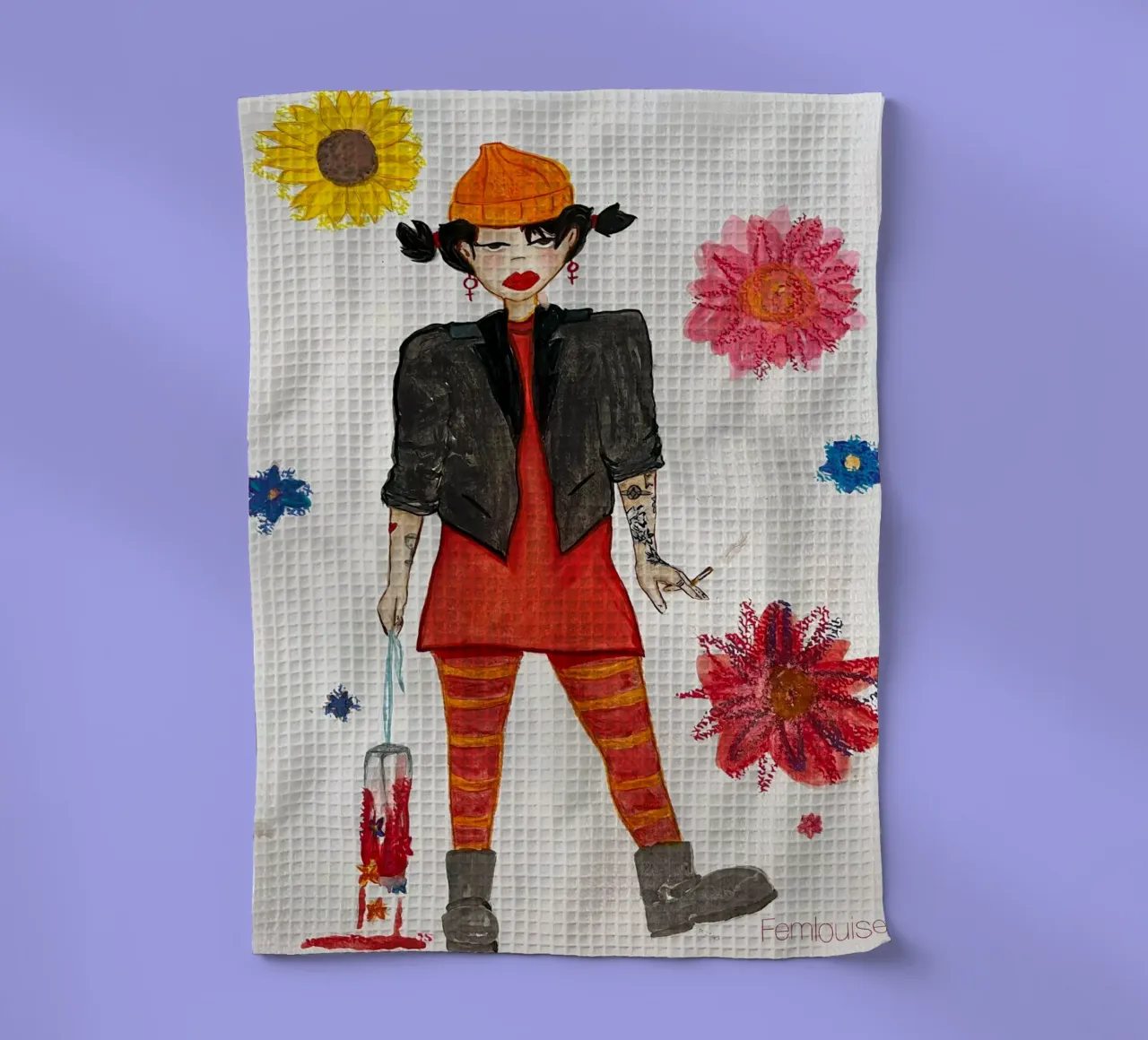 All grown up - Spinelli canovaccio da cucina da Femlouise.illustrations