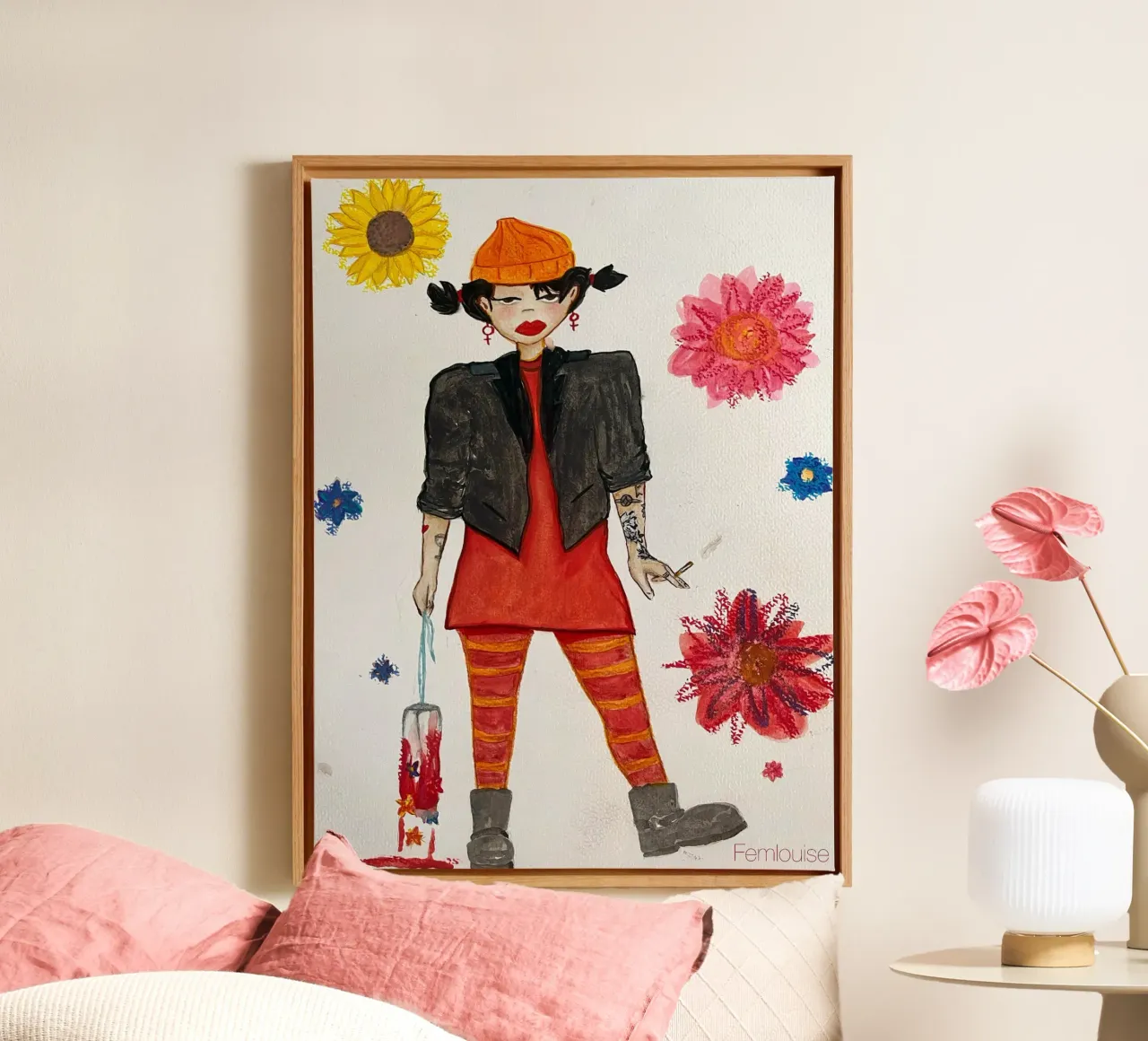 All grown up - Spinelli canvas with Floater frame by Femlouise.illustrations