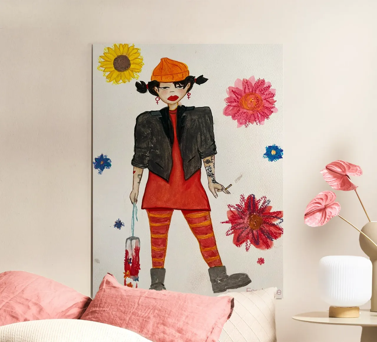 All grown up - Spinelli poster con telaio in legno da Femlouise.illustrations