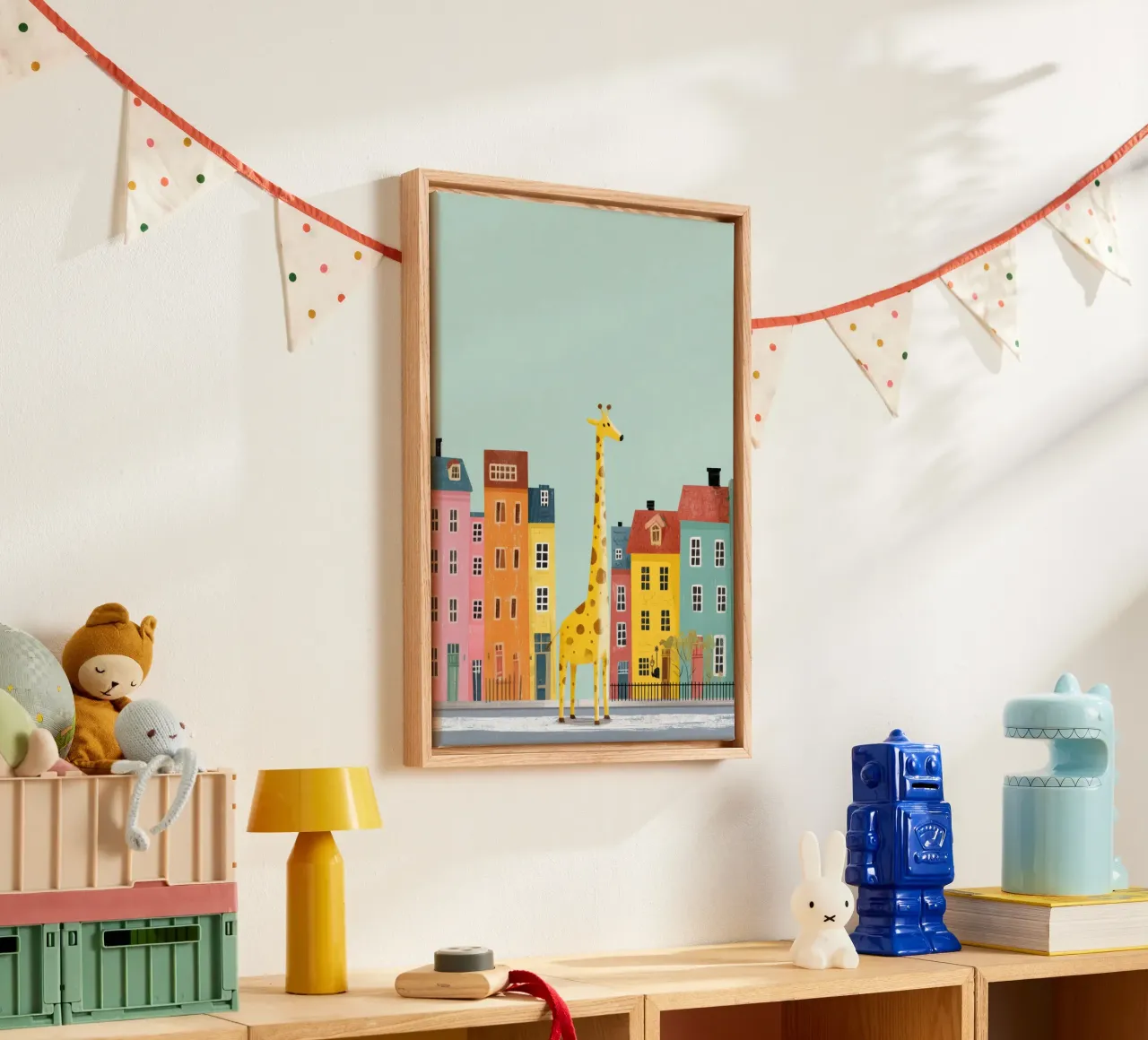 The Curious Giraffe tela con Cornice a cassetta da Kiara