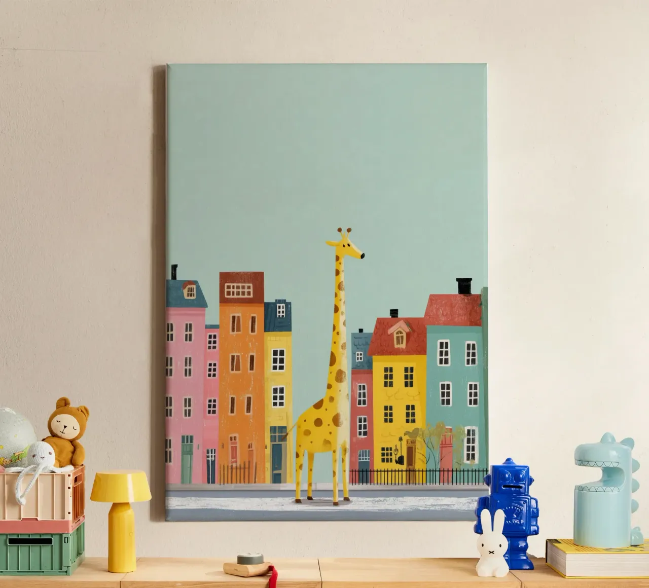 The Curious Giraffe tela con Cornice a cassetta da Kiara