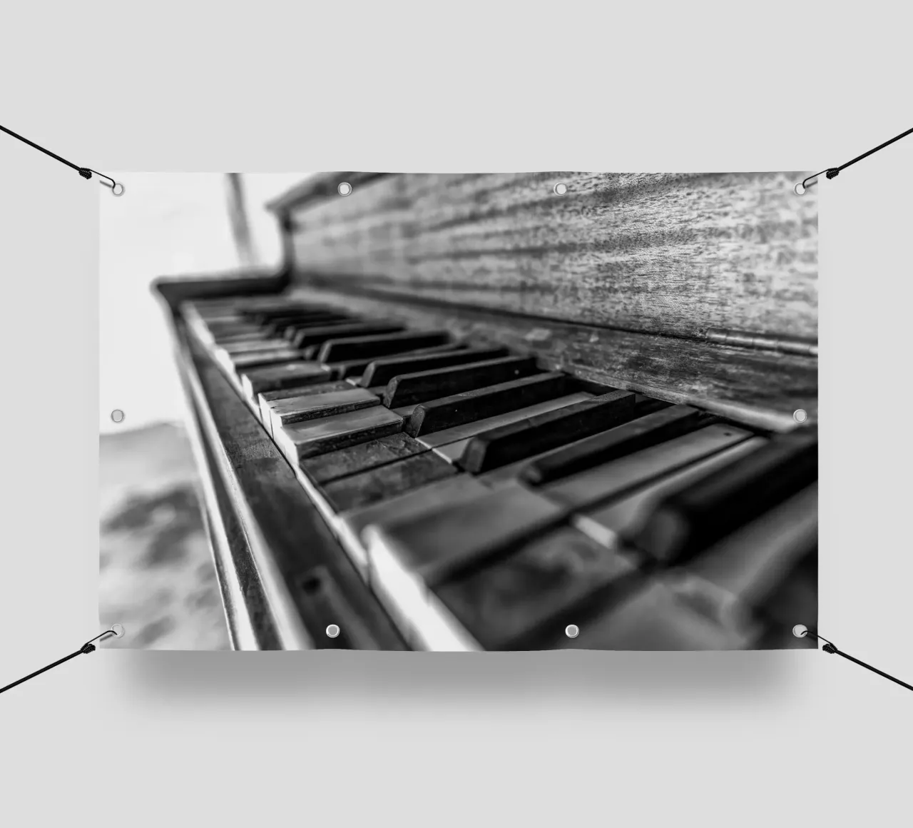 Vecchio pianoforte in bianco e nero telo in pvc da anderm