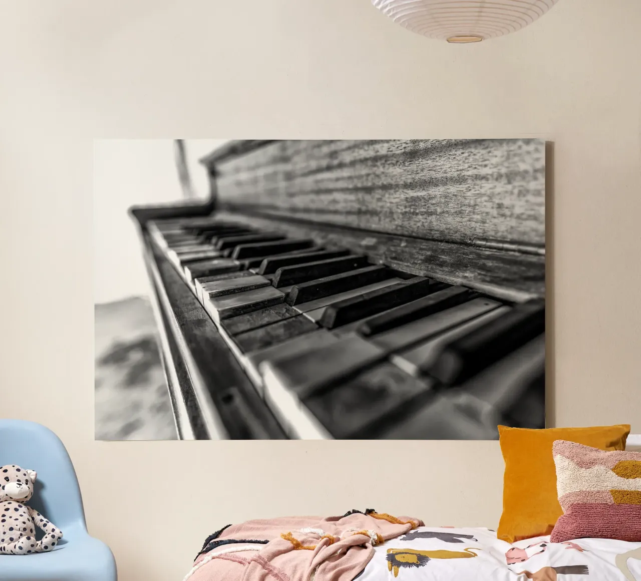 Vecchio pianoforte in bianco e nero tela con Cornice a cassetta da anderm