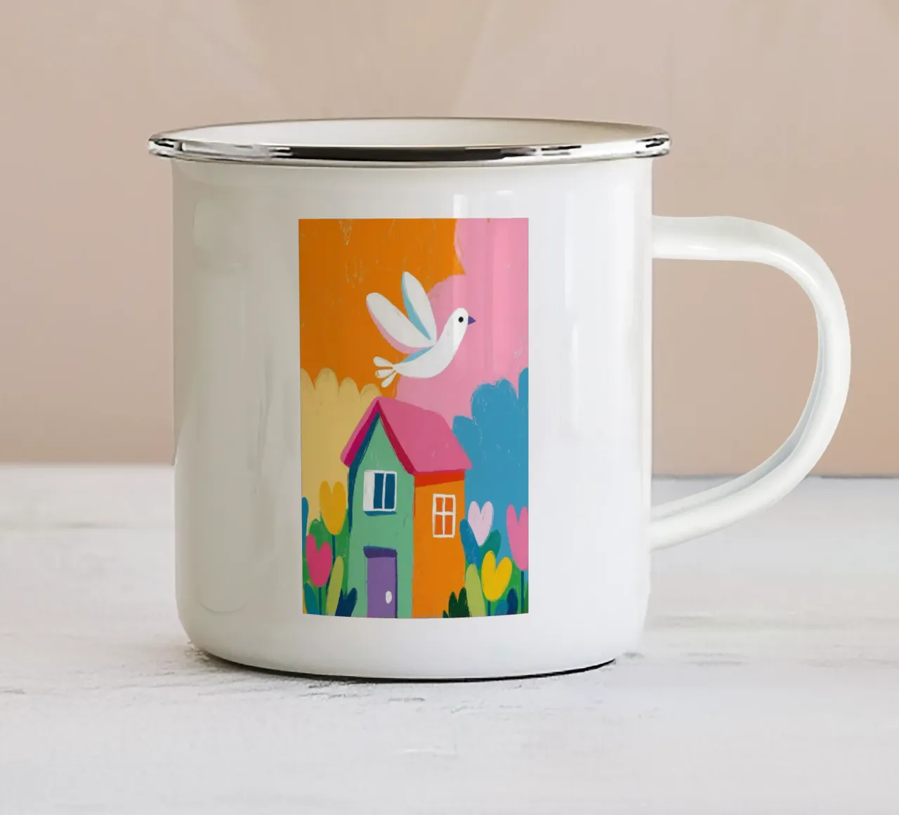 The Happy Little House tazza in smalto da Kiara
