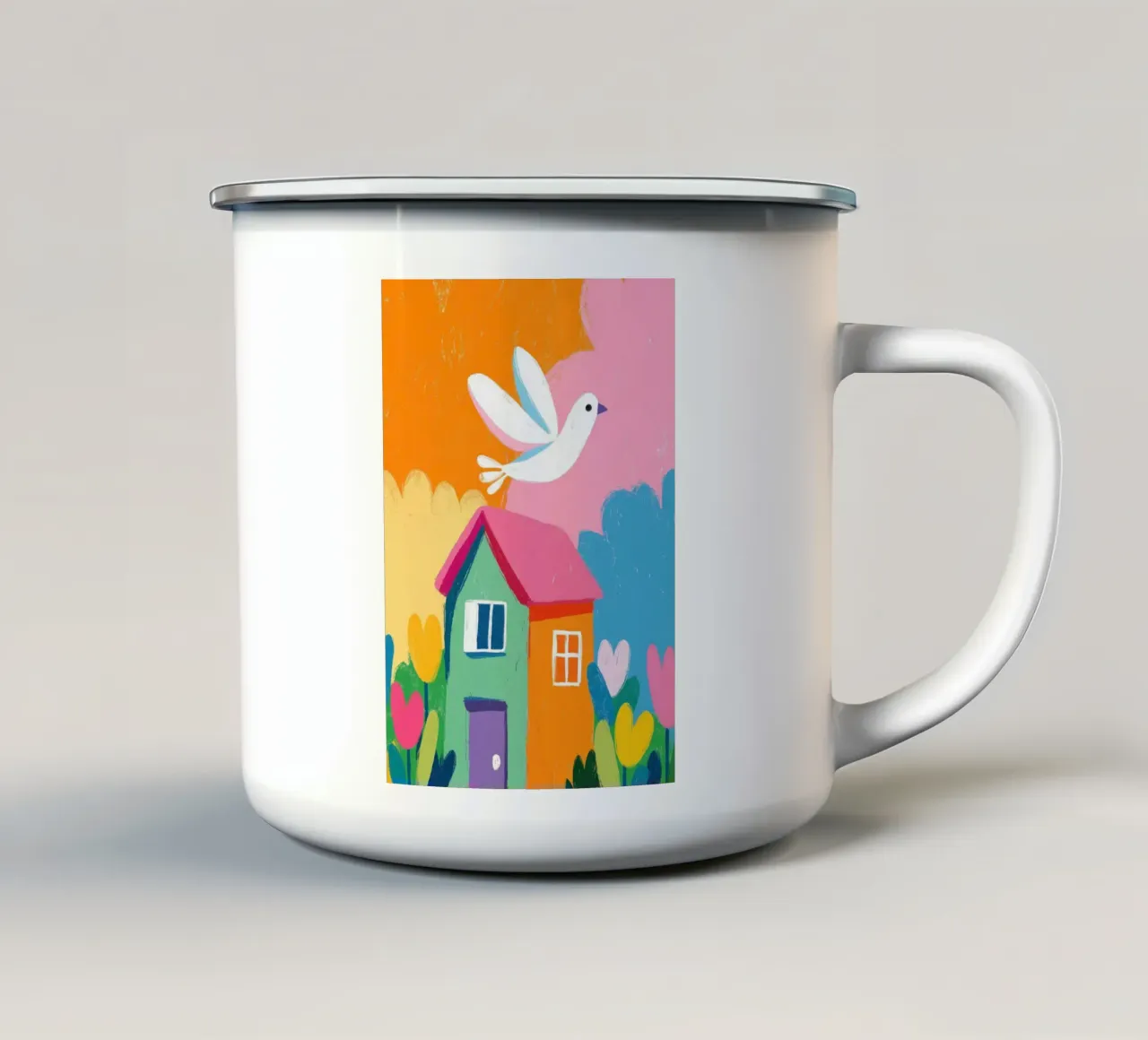 The Happy Little House tazza in smalto da Kiara