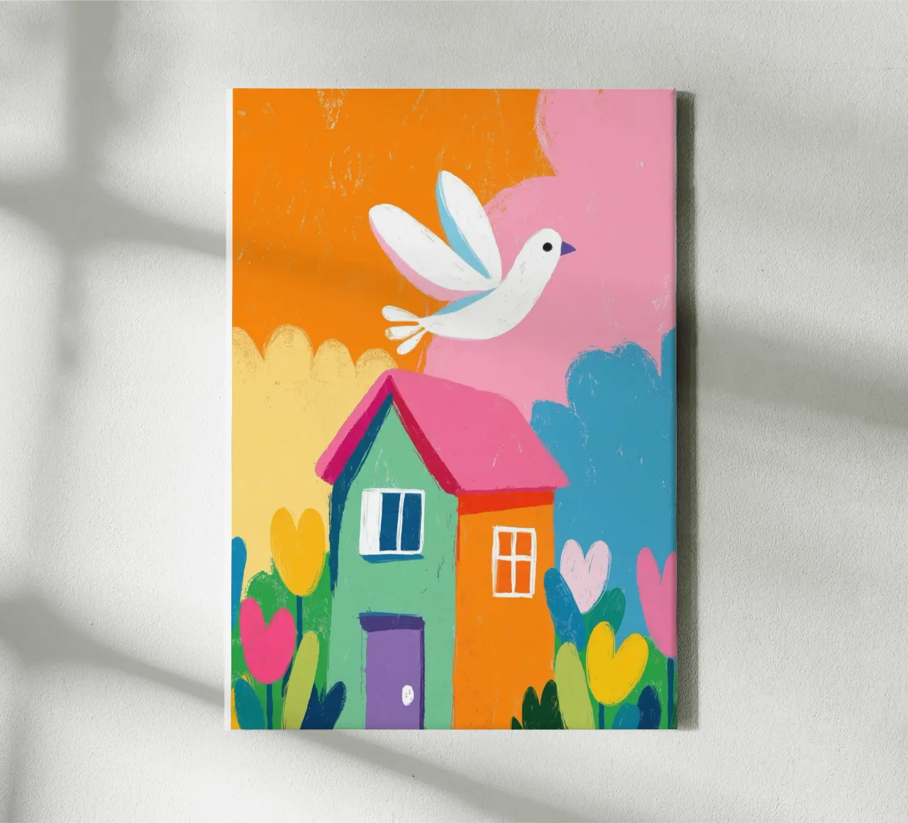The Happy Little House canvas with Floater frame by Kiara