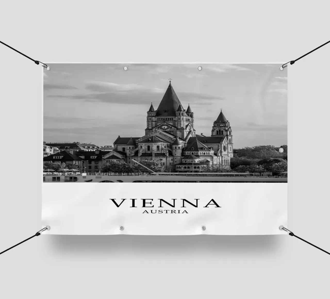 Vienna Austria Architettura Scena in scala di grigi telo in pvc da Charnwood Prints