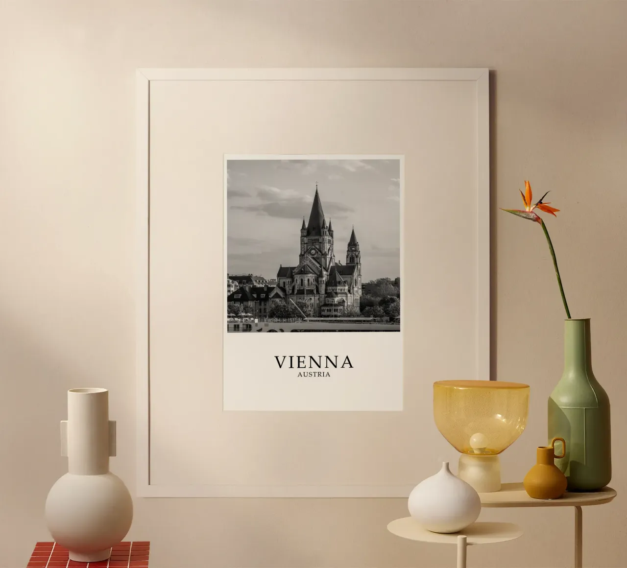 Vienna Austria Architettura Scena in scala di grigi poster da Charnwood Prints