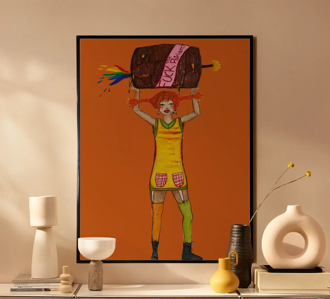 All grown up - Pippi poster con telaio in alluminio da Femlouise.illustrations
