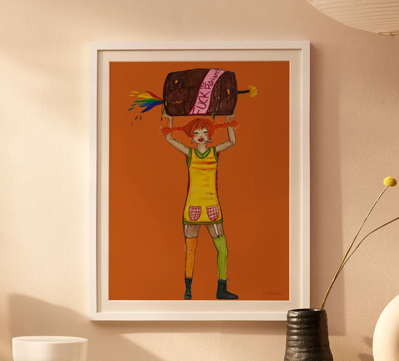 All grown up - Pippi poster con telaio in alluminio da Femlouise.illustrations