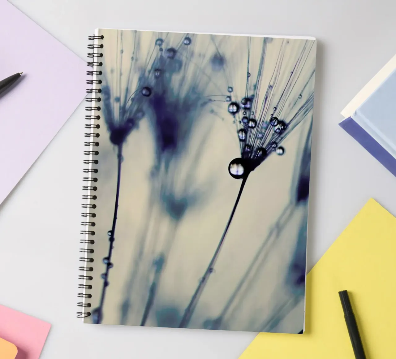 droplets of moody blues spiral notebook by Ingrid Beddoes