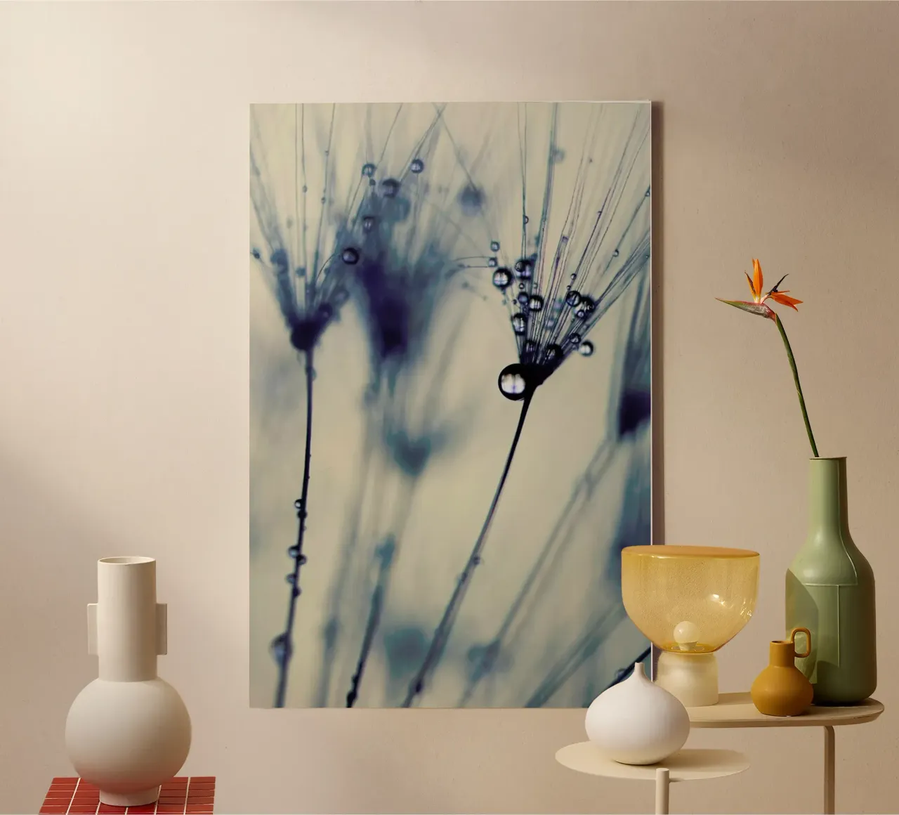 droplets of moody blues tela con Cornice a cassetta da Ingrid Beddoes